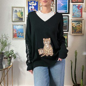 Vintage Black "What's new pussycat?" Sweater